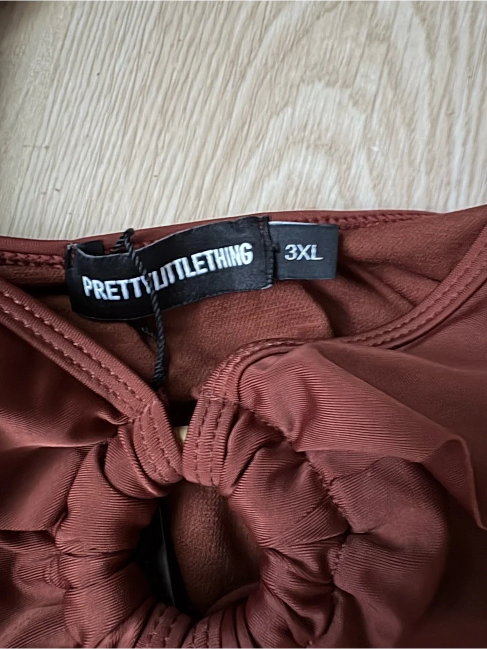 PrettyLittleThing Chocolate Brown Frill Ring Detail Swimsuit
